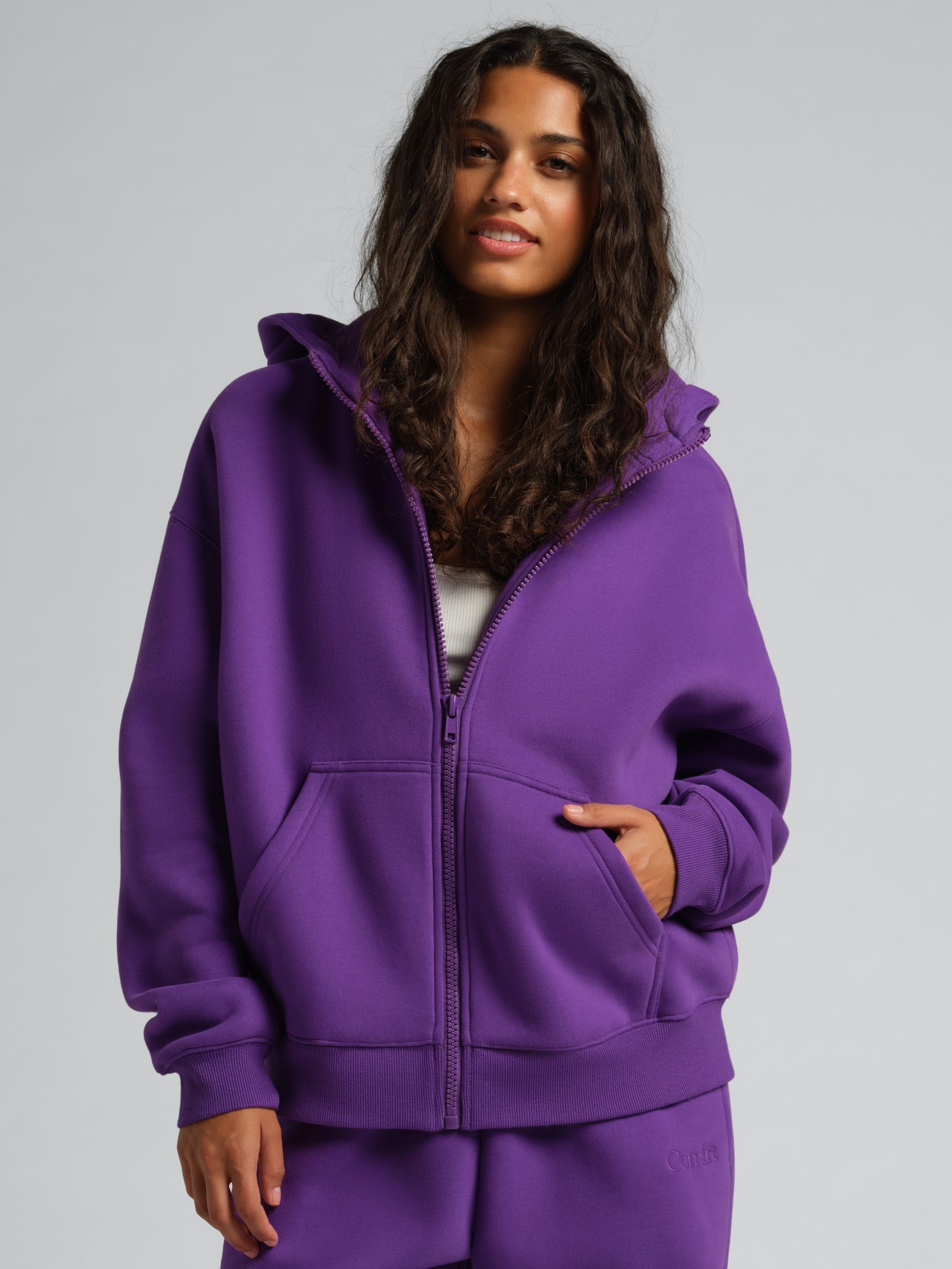 Comfrt Basic Crop Zip Hoodie with CloudTouch Fabric