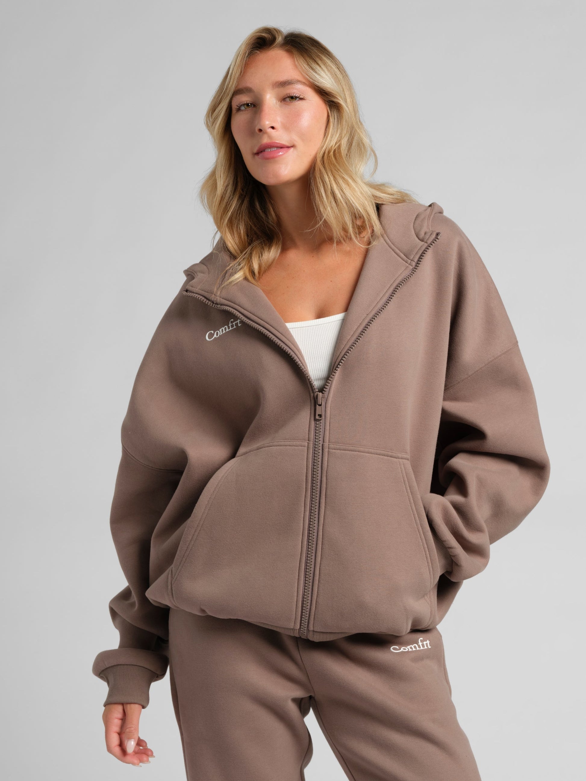 Comfrt Cloud Zip Hoodie Unisex Oversized Comfortable Relaxed