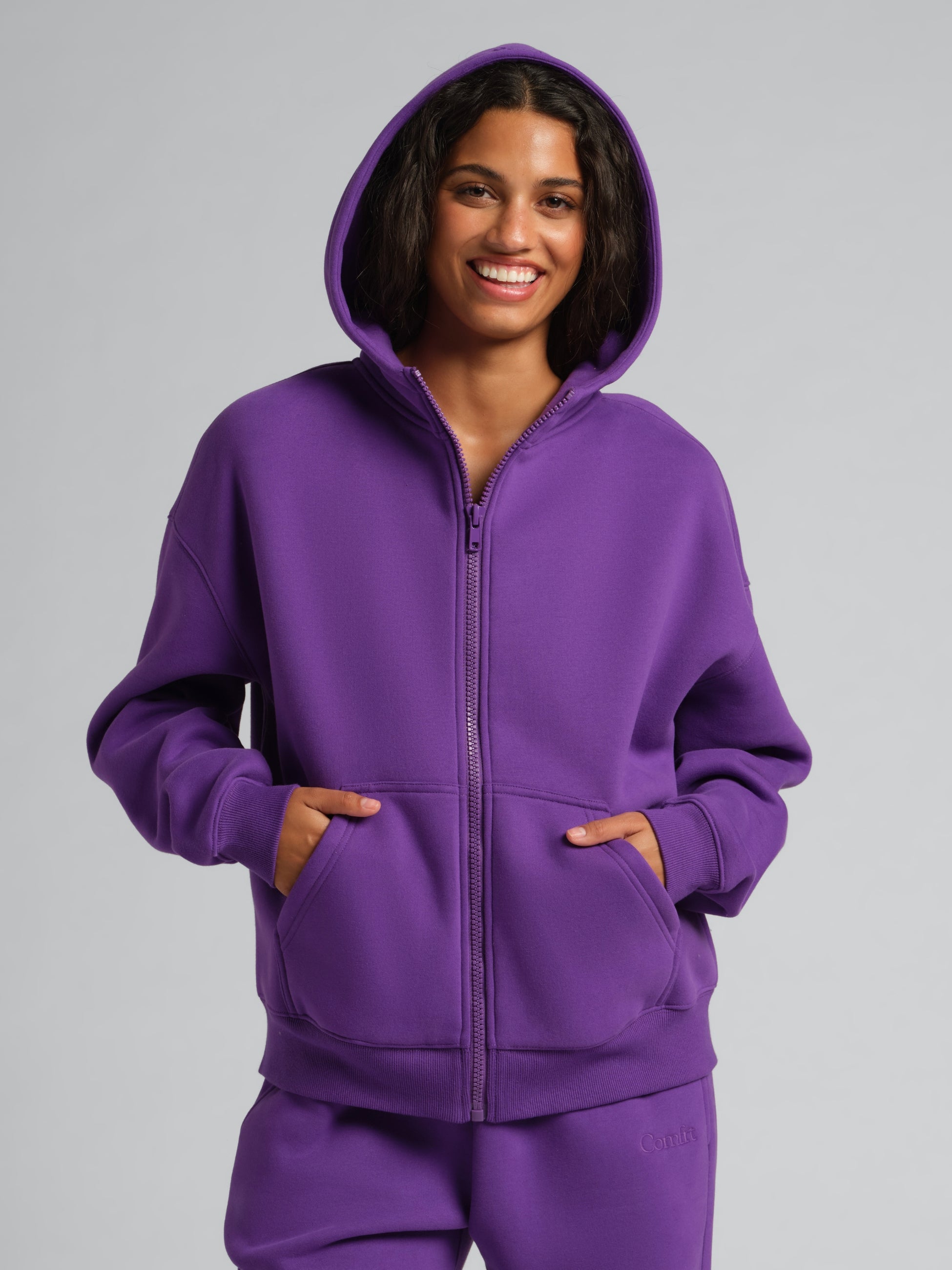 Comfrt Basic Crop Zip Hoodie with CloudTouch Fabric