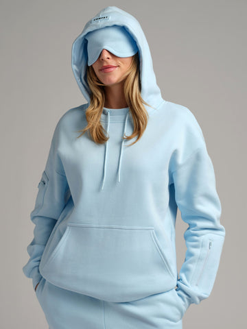 Comfrt VIP Airplane Mode Travel Hoodie Silk-Lined Baby Blue