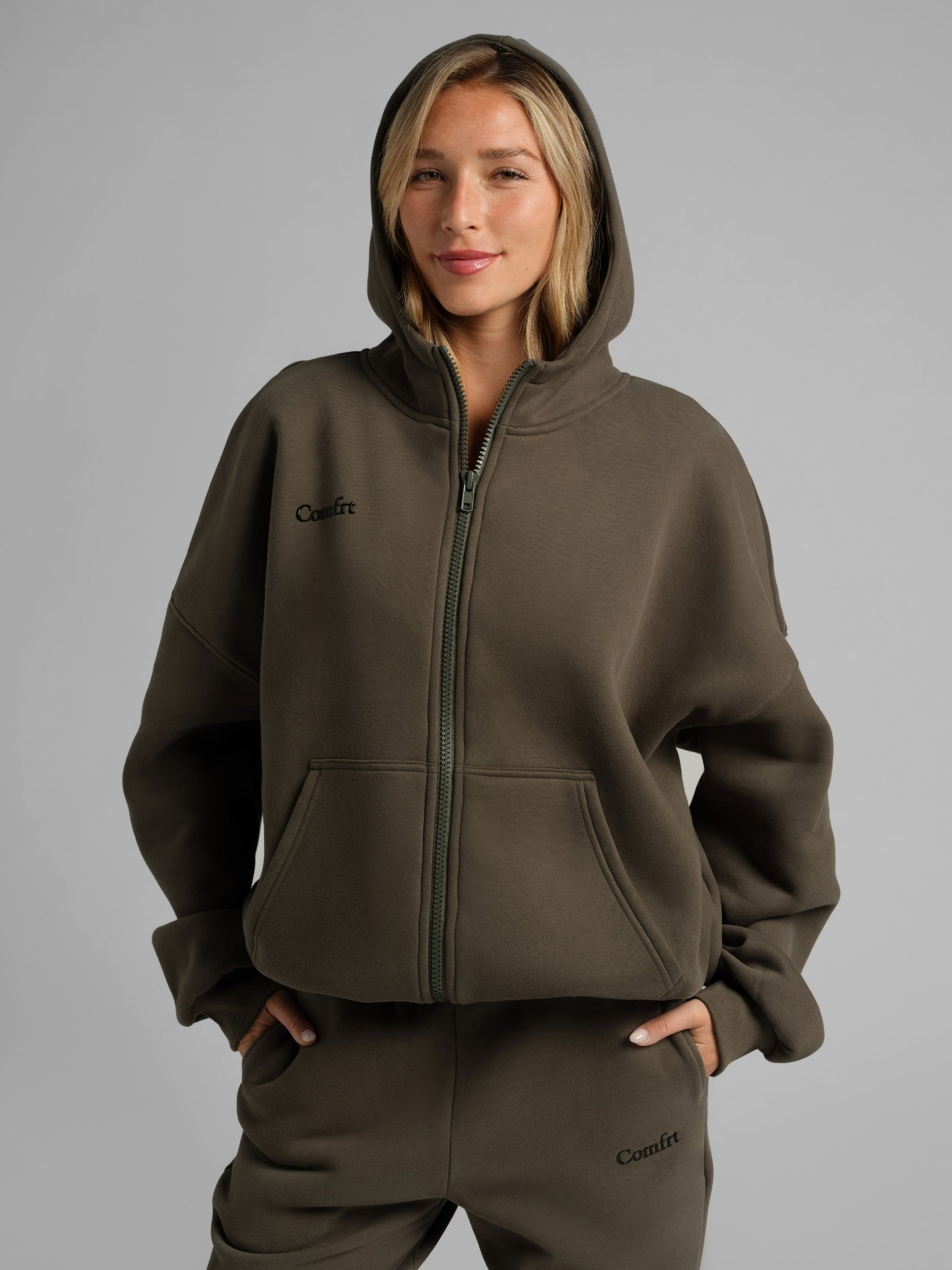 Comfrt Cloud Zip Hoodie Unisex Oversized Comfortable Relaxed