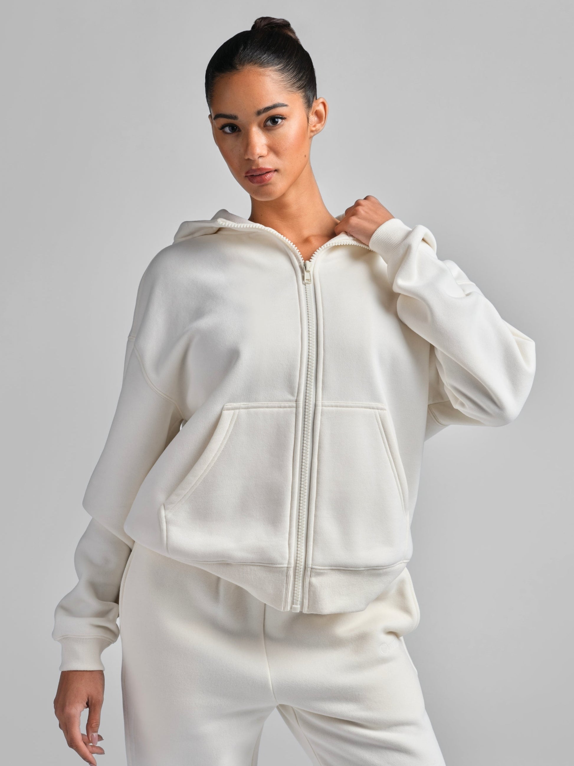 Comfrt Basic Crop Zip Hoodie with CloudTouch Fabric