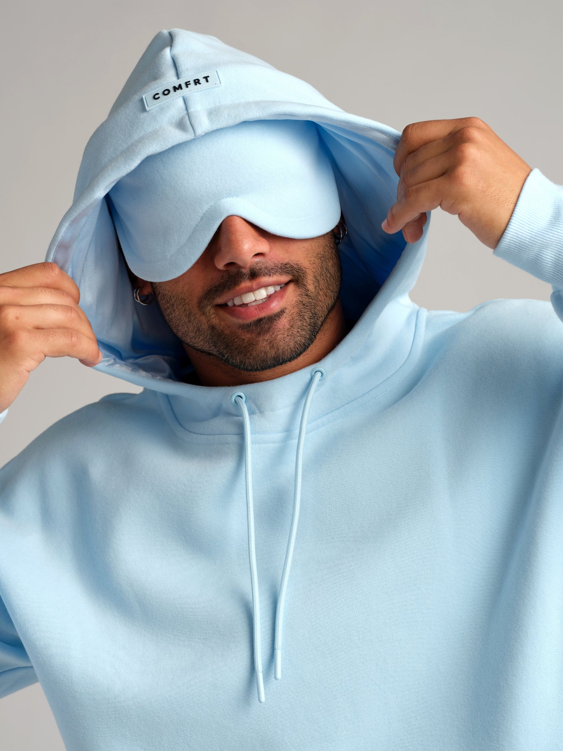 Comfrt VIP Airplane Mode Travel Hoodie Silk-Lined Baby Blue