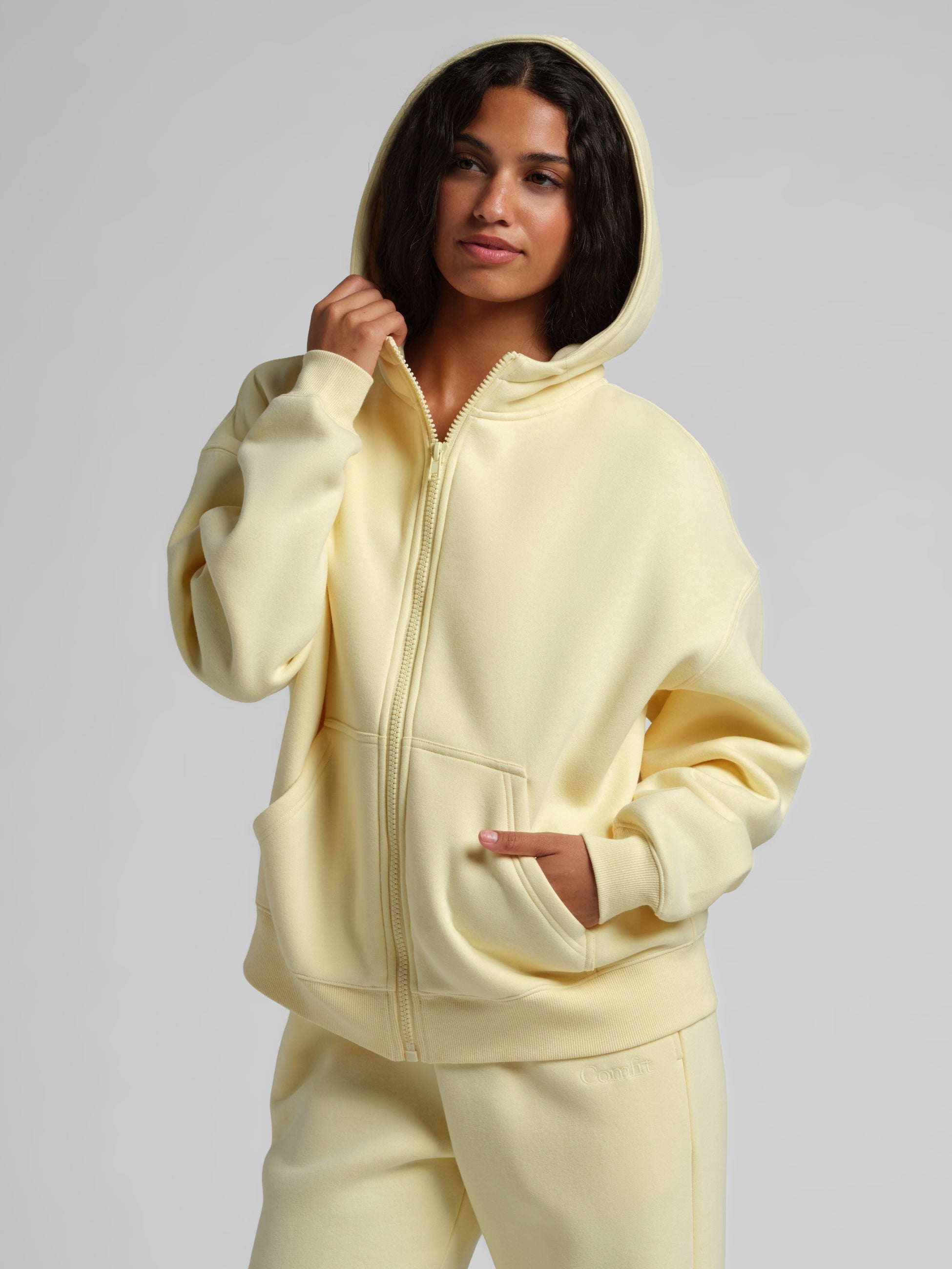 Comfrt Basic Crop Zip Hoodie with CloudTouch Fabric