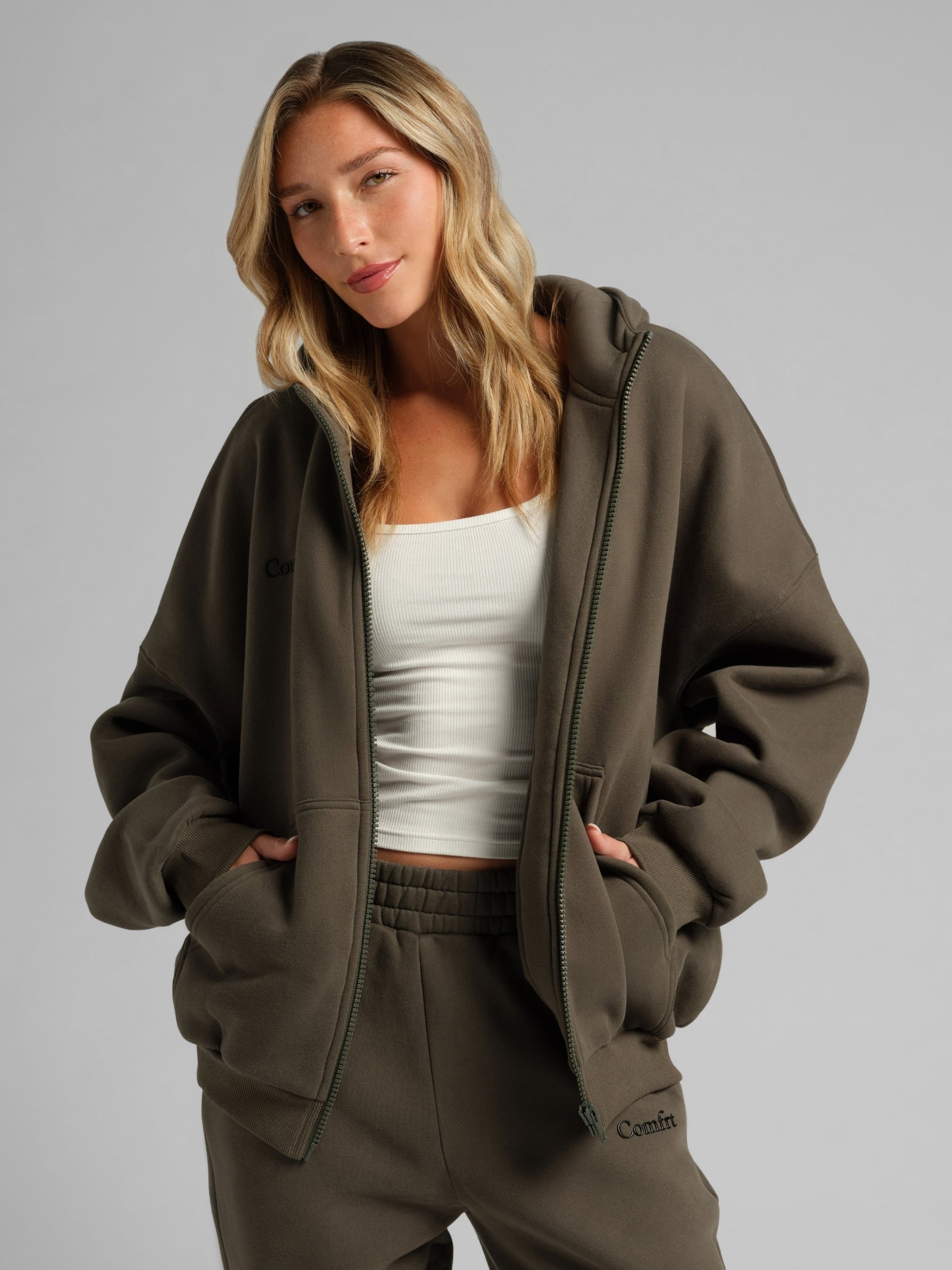 Comfrt Cloud Zip Hoodie Unisex Oversized Comfortable Relaxed