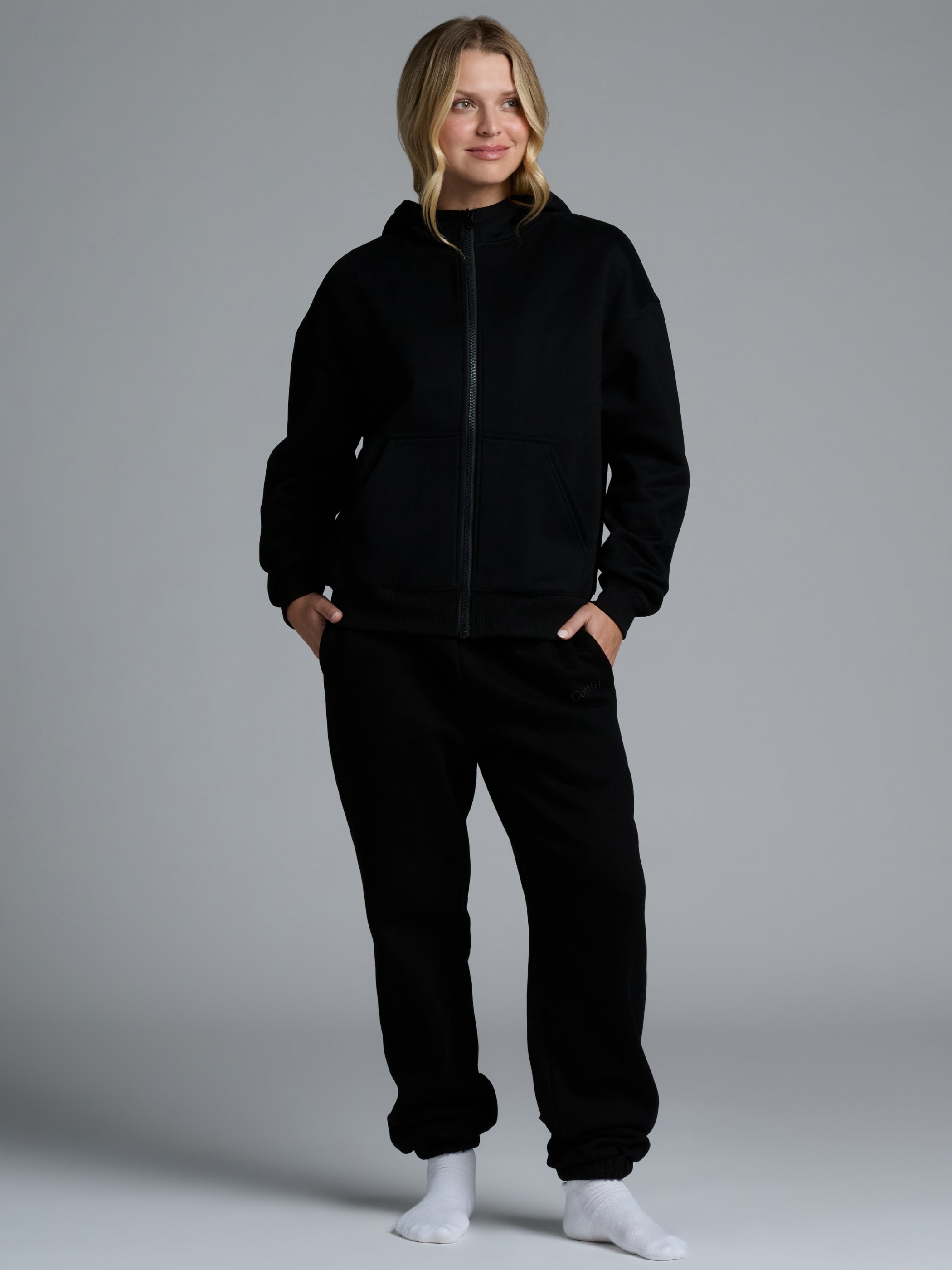 Comfrt Basic Crop Zip Hoodie with CloudTouch Fabric