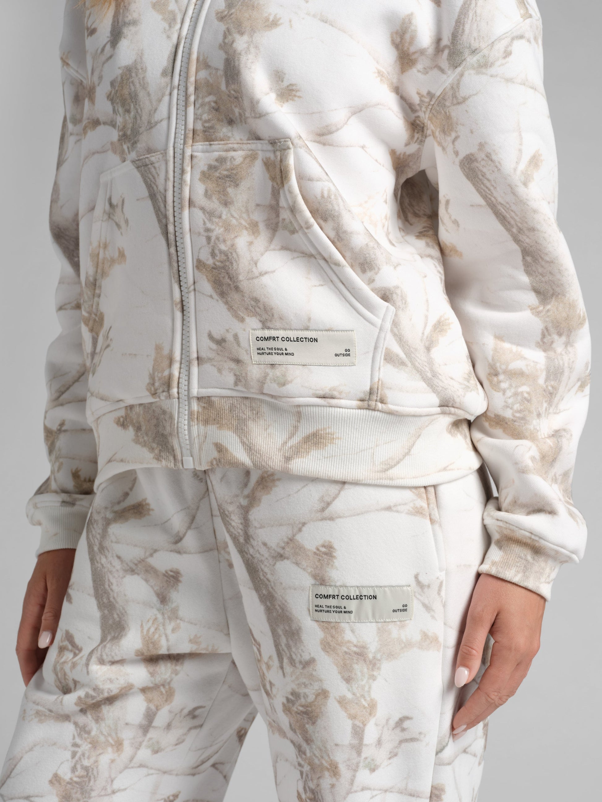 Comfrt Camo Crop Zip Hoodie CloudTouch Fabric