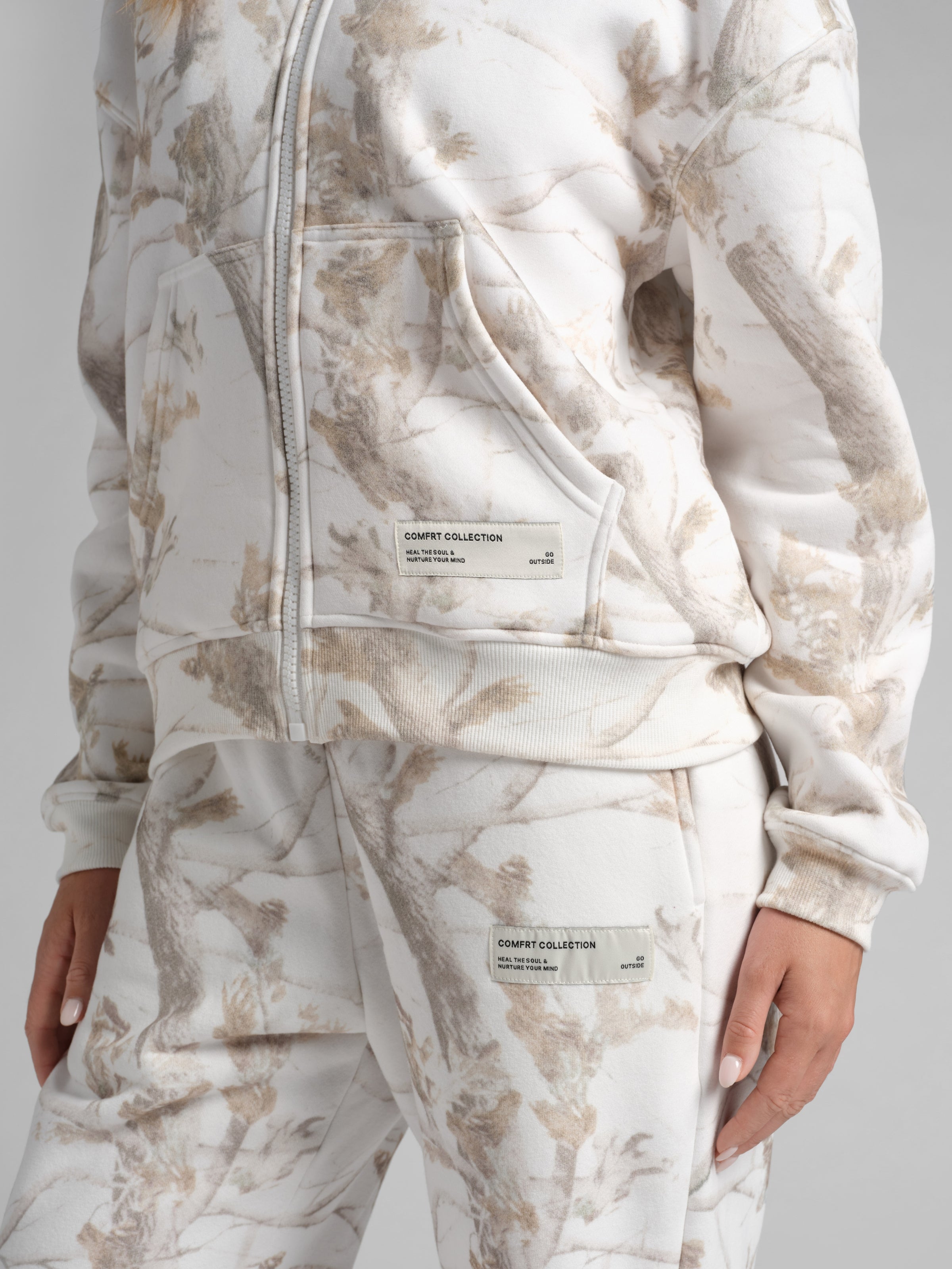 Comfrt Camo Crop Zip Hoodie CloudTouch Fabric
