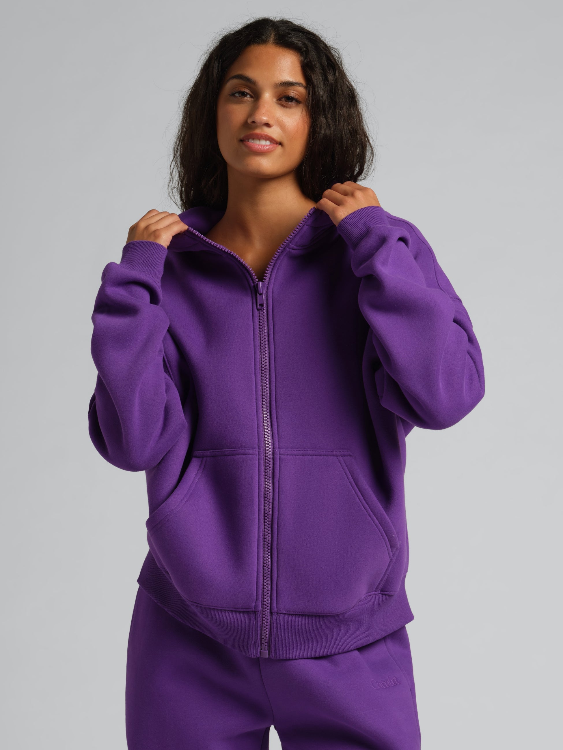 Comfrt Basic Crop Zip Hoodie with CloudTouch Fabric