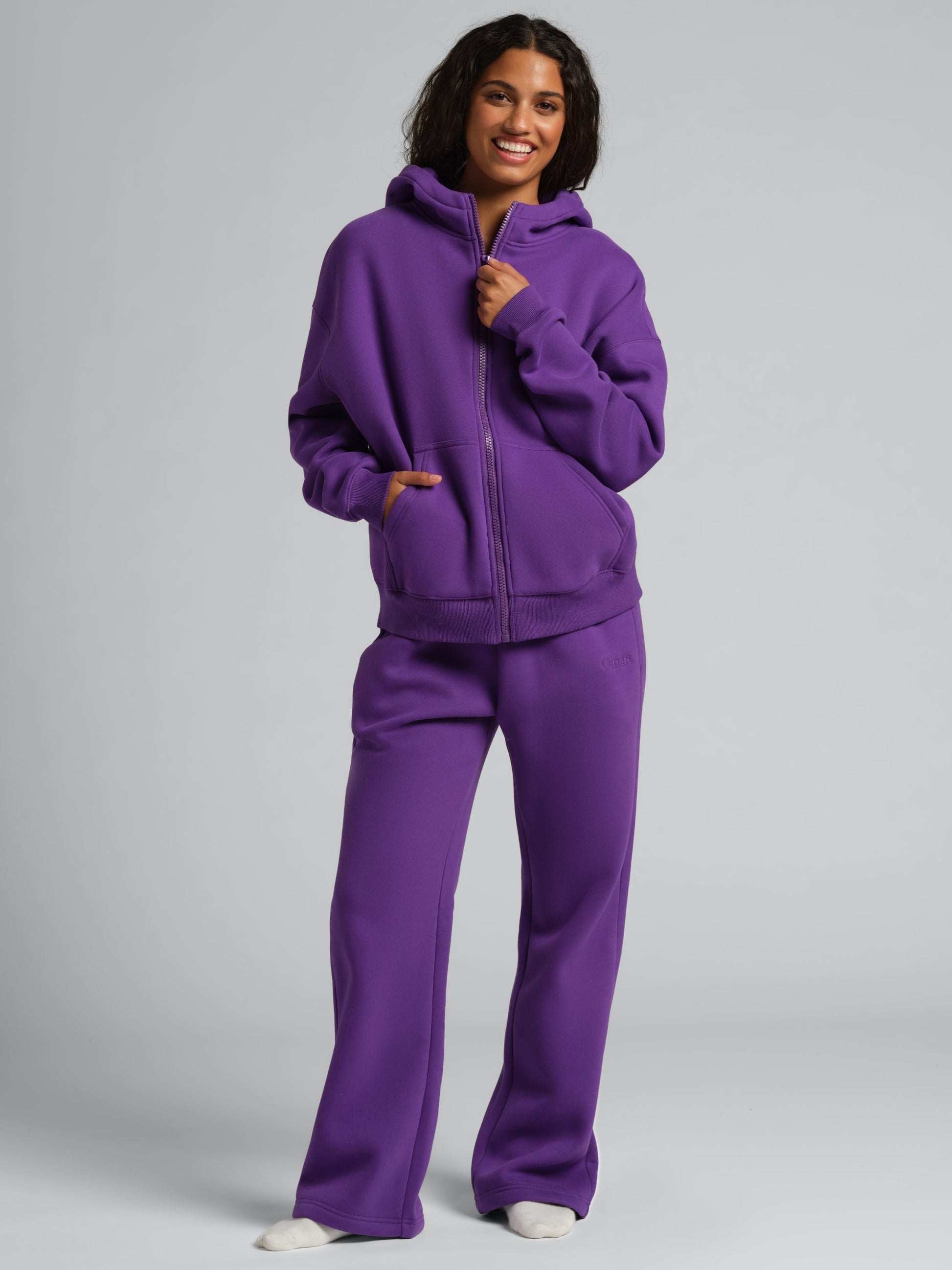 Comfrt Basic Crop Zip Hoodie with CloudTouch Fabric