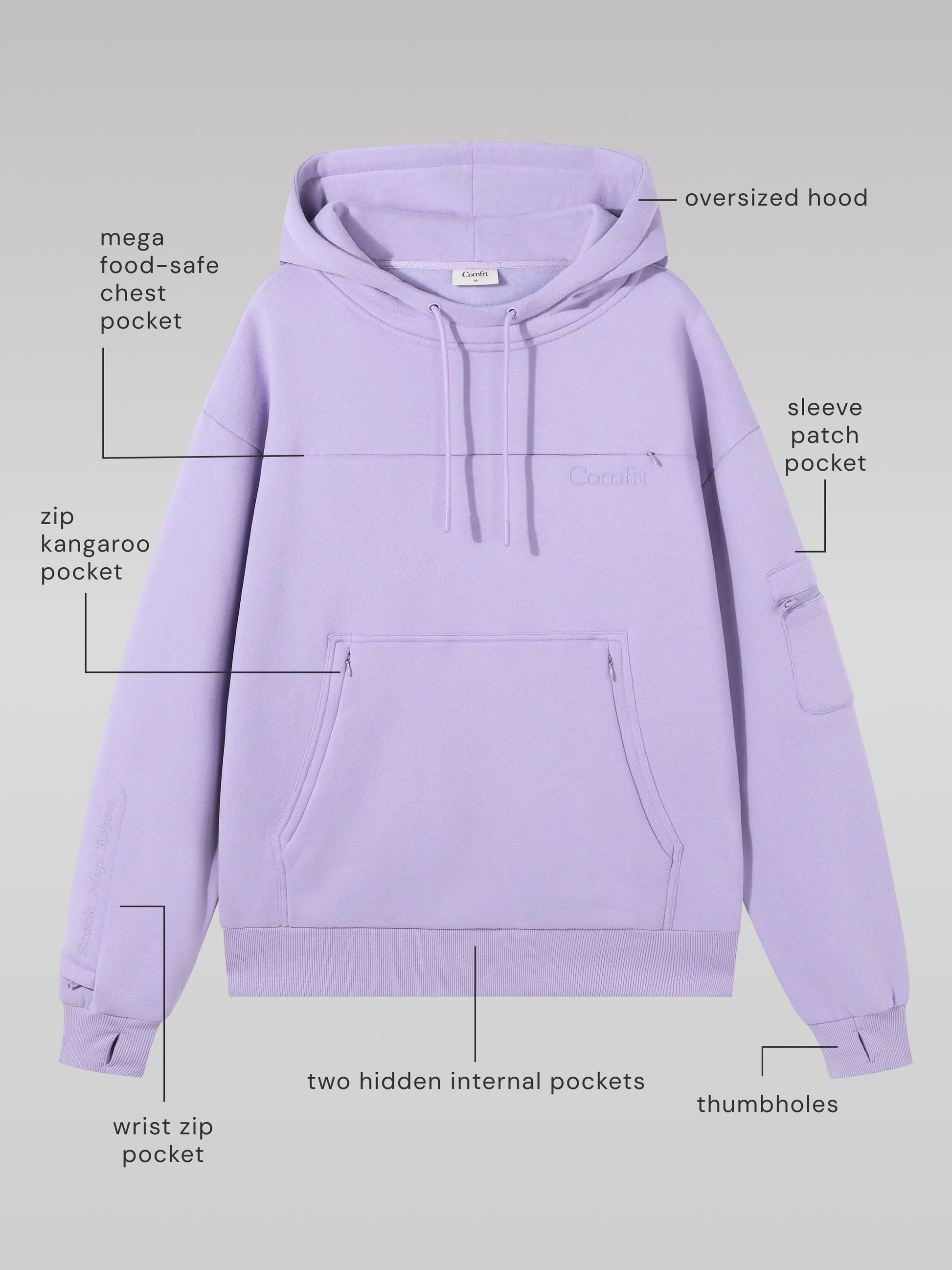 Comfrt Snak Hoodie Heavyweight Fleece Snack Pocket Design