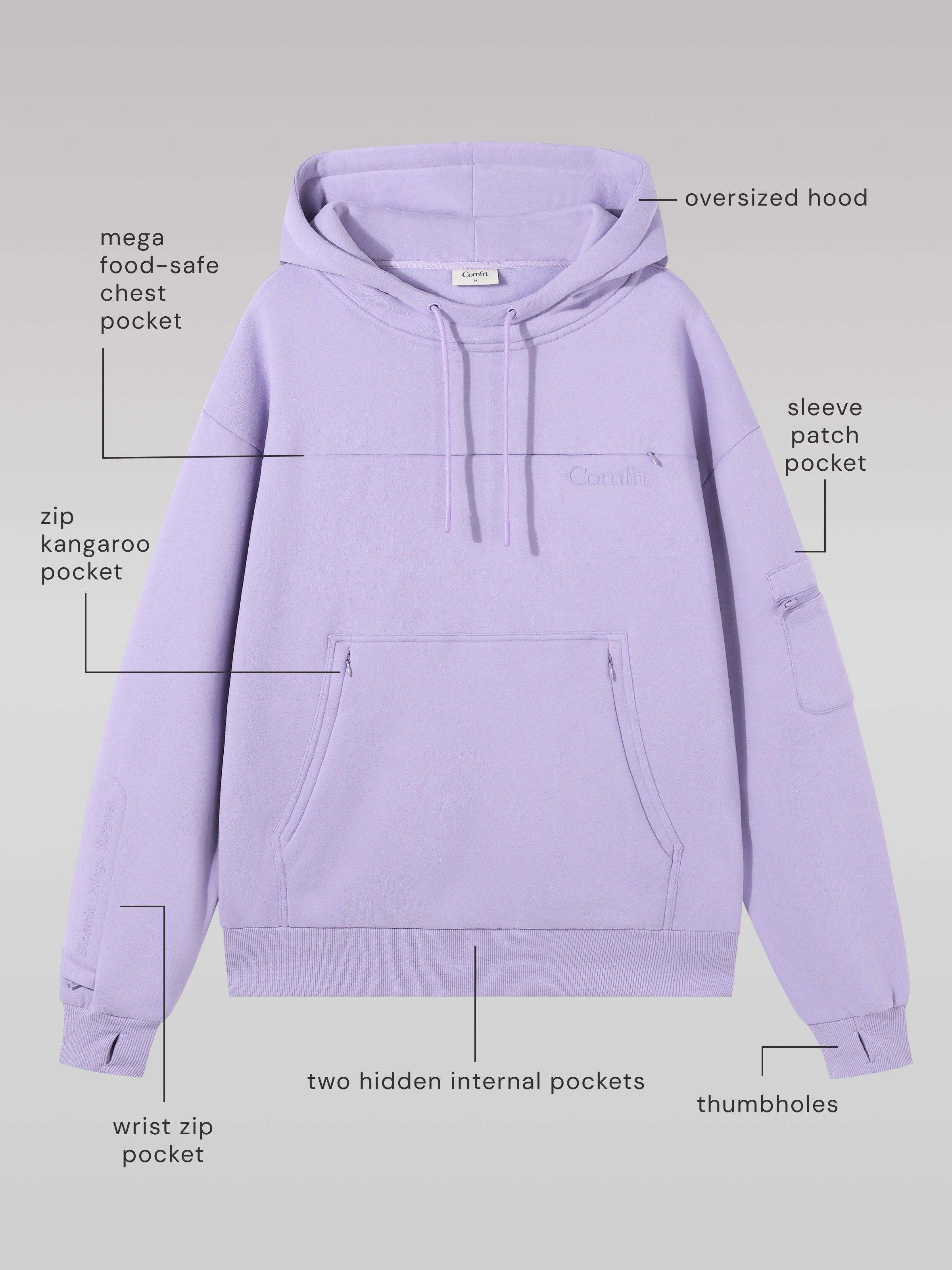 Comfrt Snak Hoodie Heavyweight Fleece Snack Pocket Design