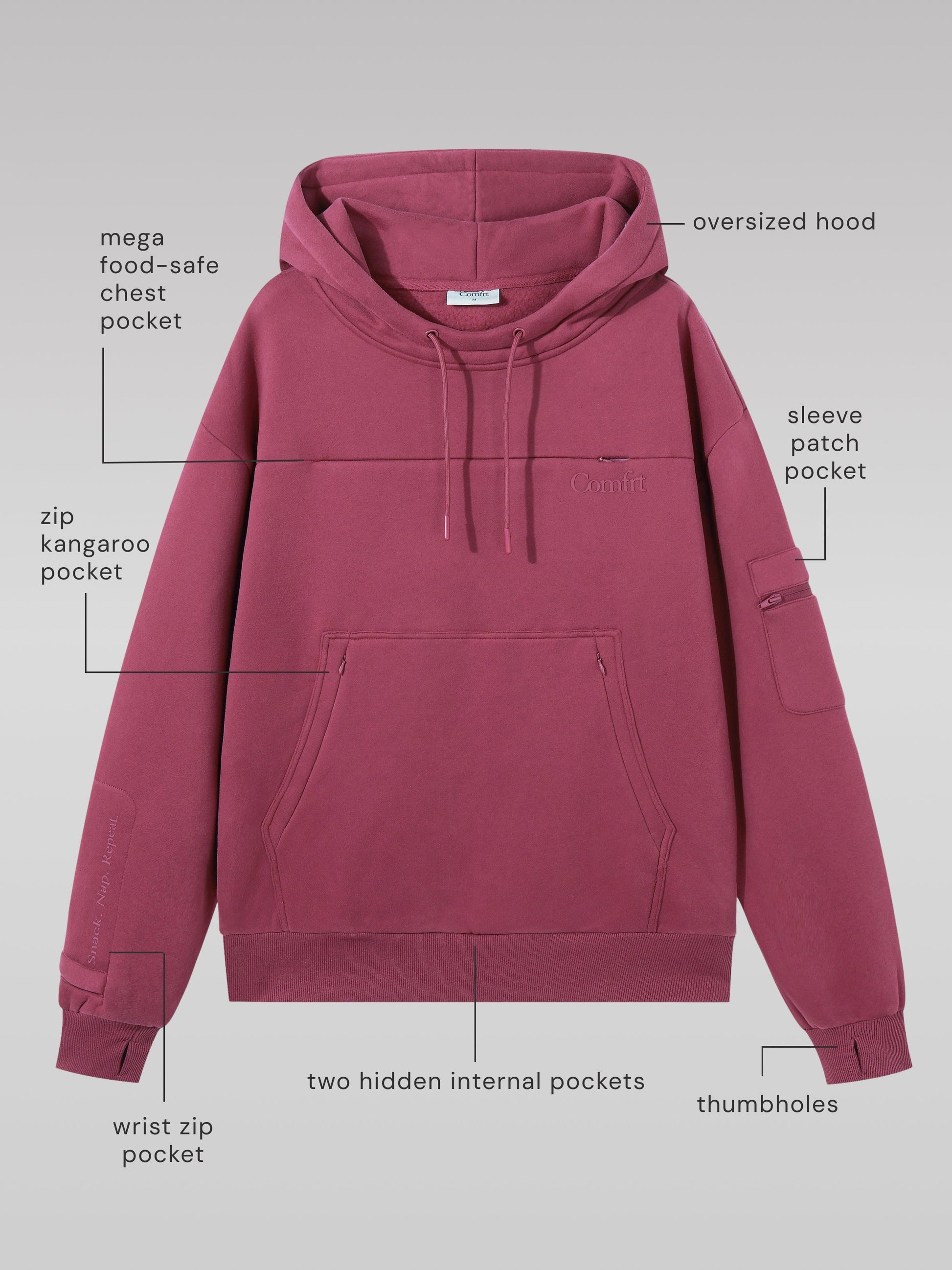 Comfrt Snak Hoodie Heavyweight Fleece Snack Pocket Design