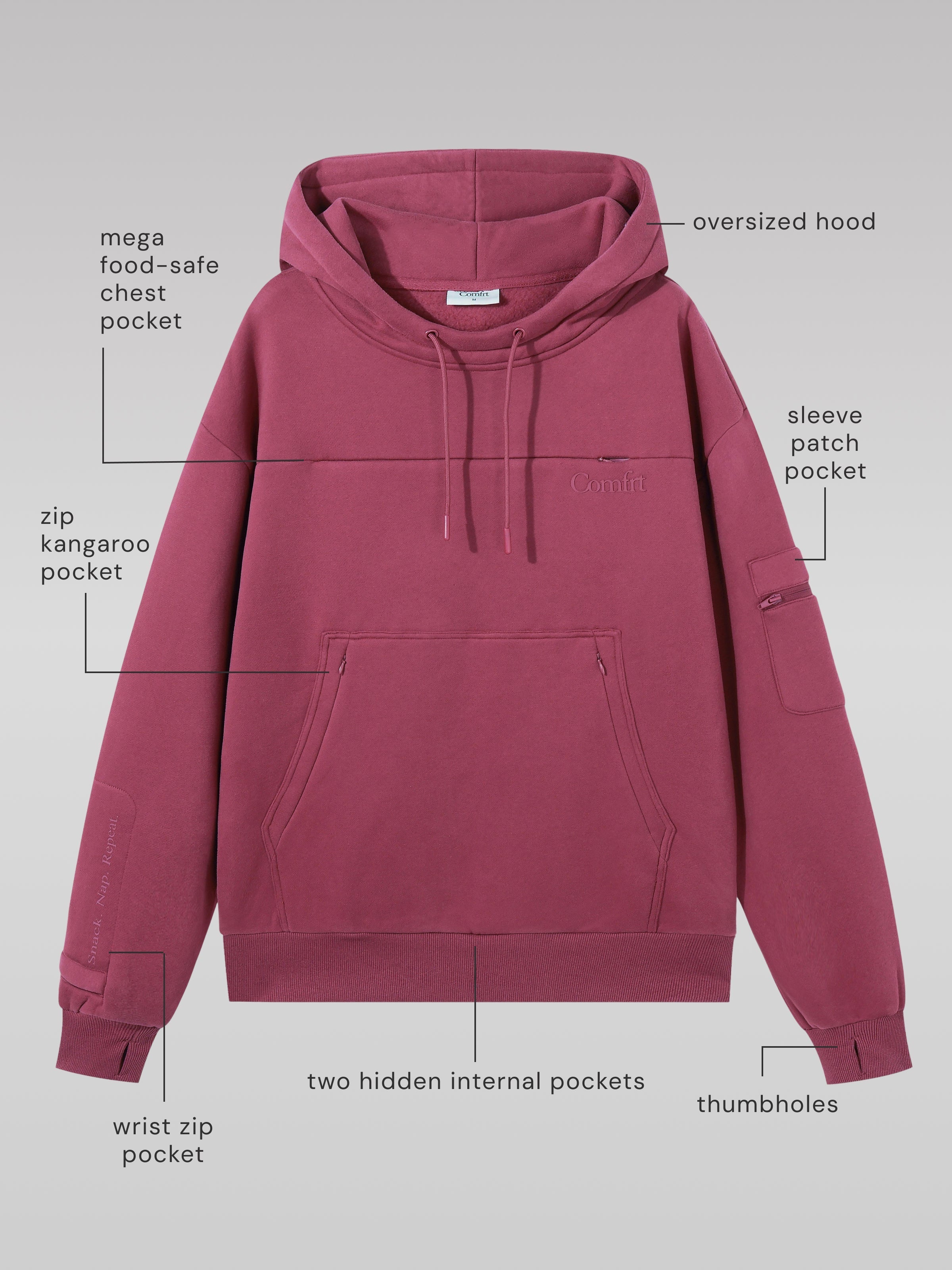 Comfrt Snak Hoodie Heavyweight Fleece Snack Pocket Design