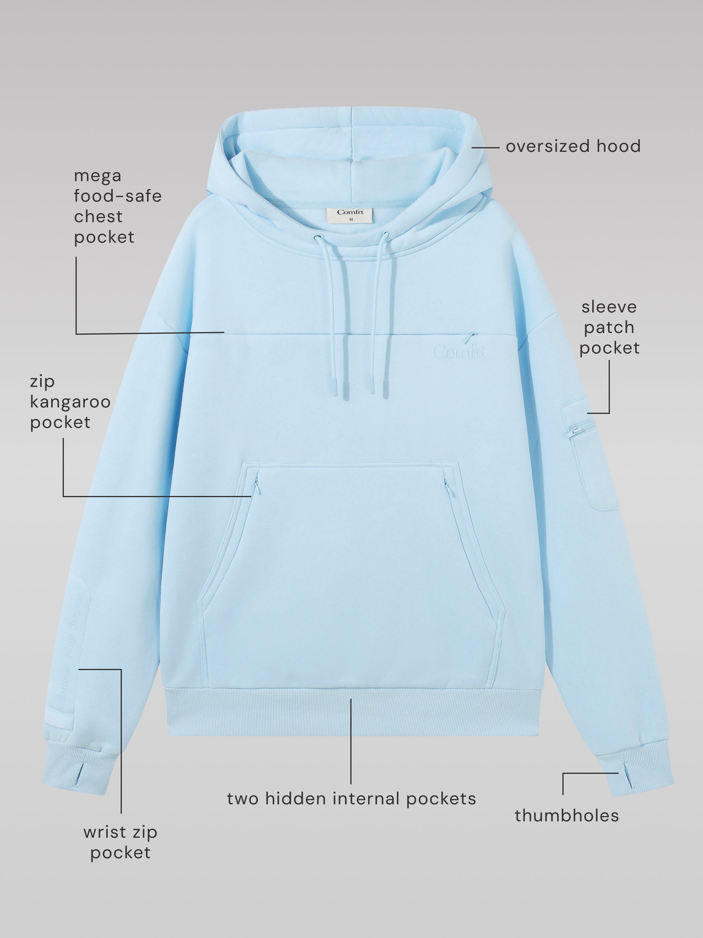 Comfrt Snak Hoodie Heavyweight Fleece Snack Pocket Design