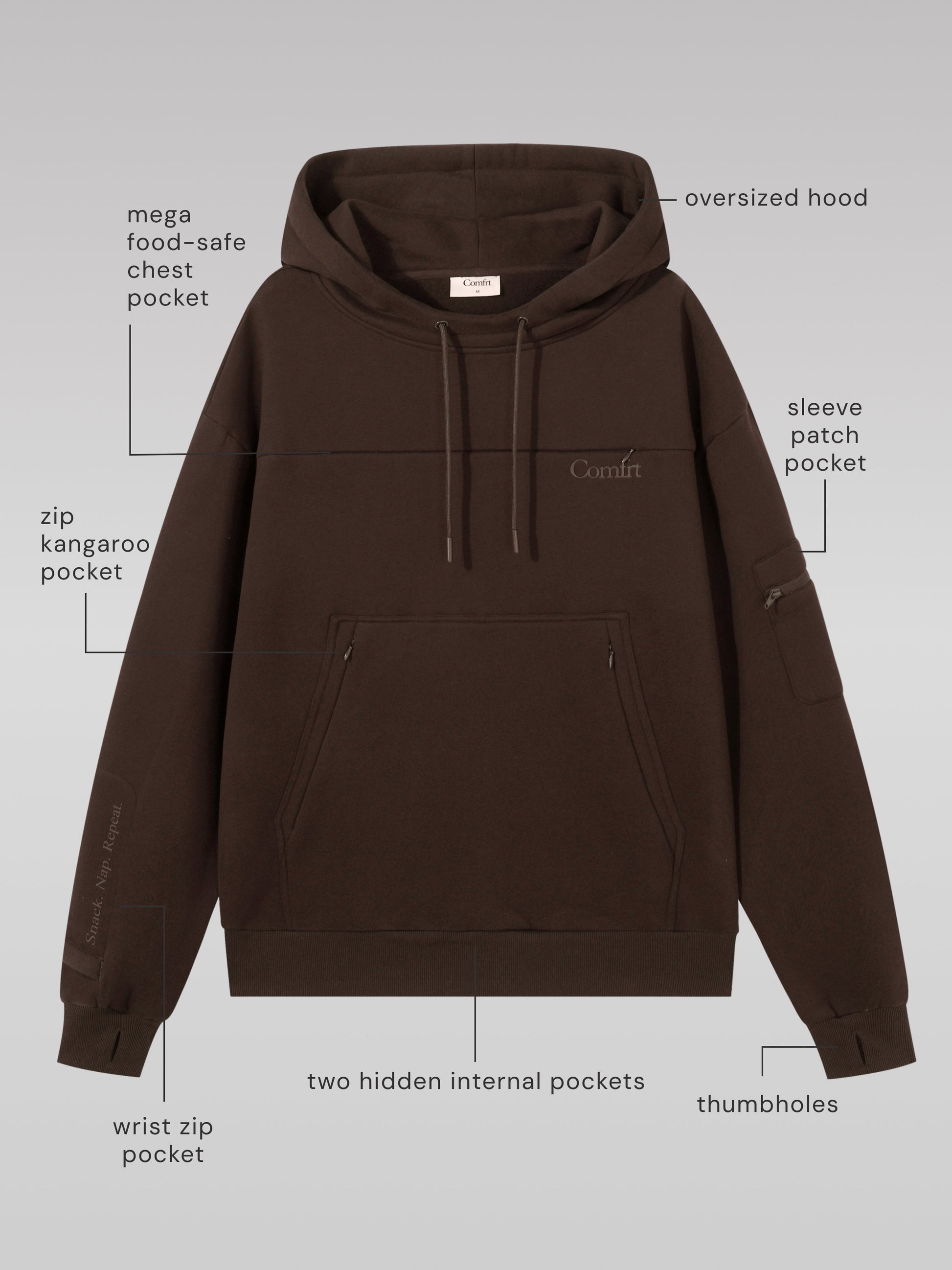 Comfrt Snak Hoodie Heavyweight Fleece Snack Pocket Design