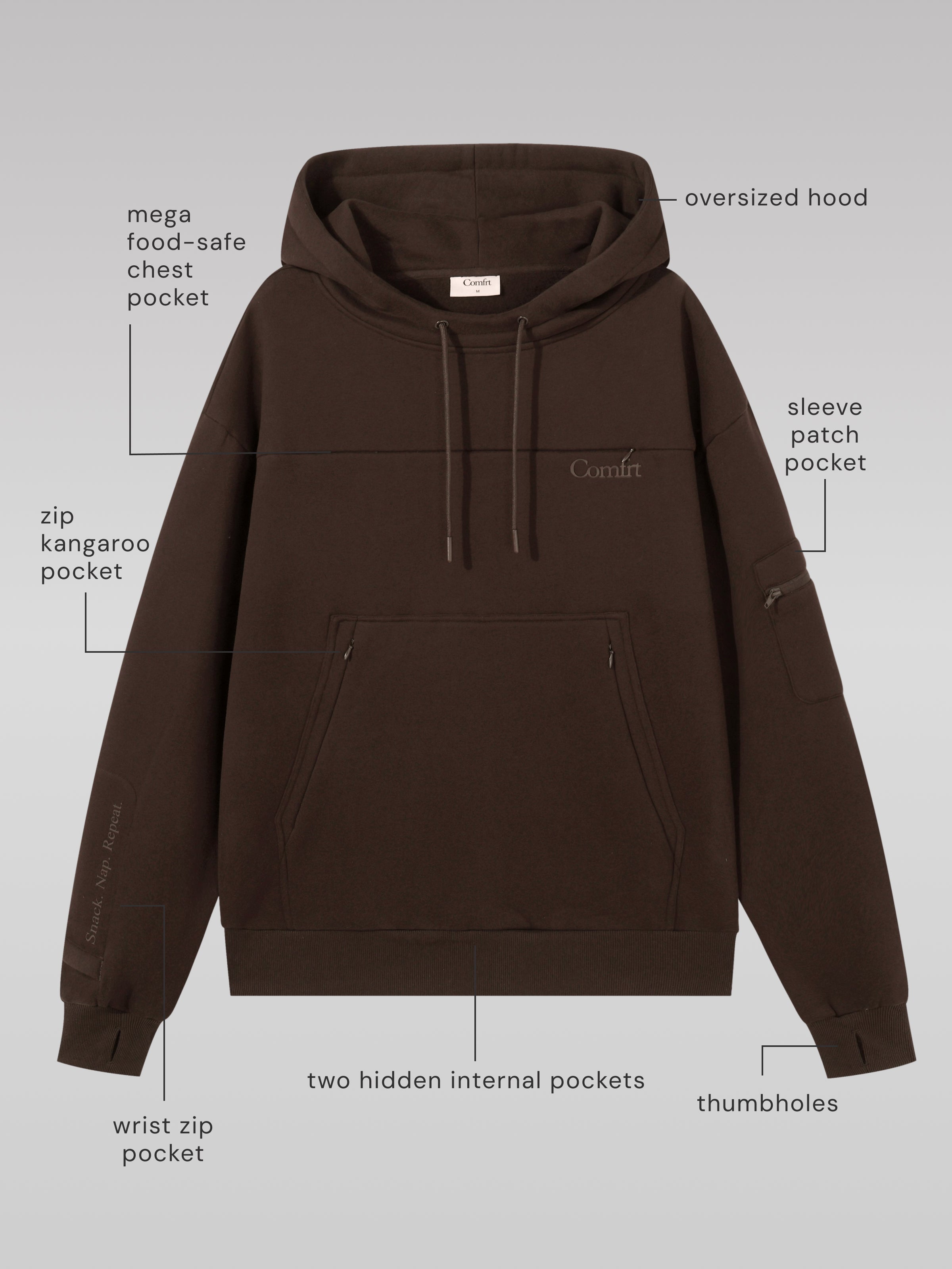 Comfrt Snak Hoodie Heavyweight Fleece Snack Pocket Design