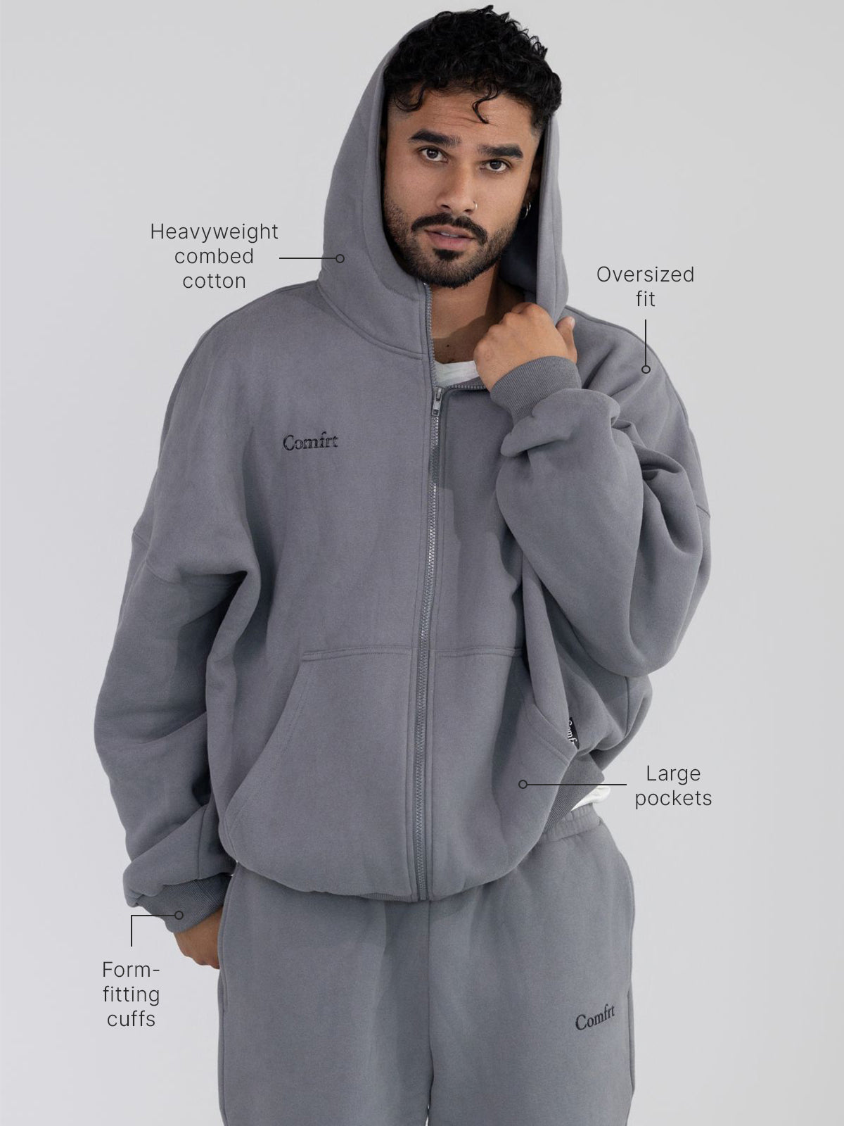 Comfrt Cloud Zip Hoodie Unisex Oversized Comfortable Relaxed